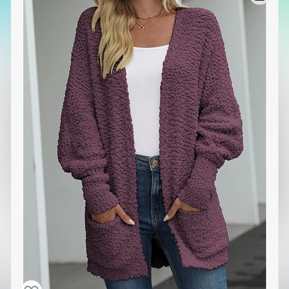 Zesica Mauve Popcorn Cardigan - Picture 2 of 6